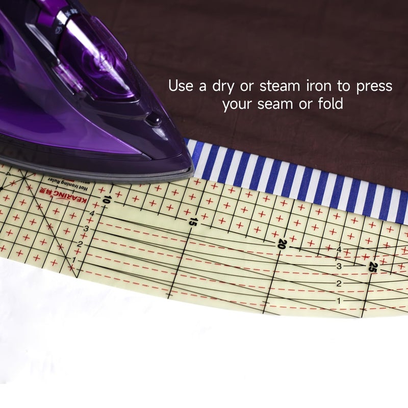 KEARING HR2565, Hot Hem Ruler for Sewing, 6.5 x 25 CM, Metric, Patented Heat Resistant Non-Slip Hot Ironing Ruler for Measure, Mark, Fold, Press with Dry or Steam Iron - Image 5